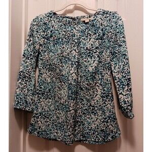 Banana Republic Womens Blue‎ White Floral Blouse Crew Neck Size S
